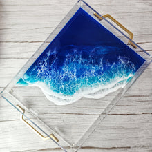 Load image into Gallery viewer, Ocean Wave Acrylic Tray with Gold Handles