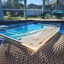 Load image into Gallery viewer, Ocean Wave Acrylic Tray with Silver Handles
