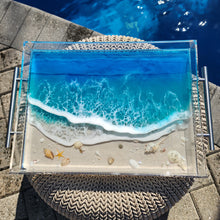 Load image into Gallery viewer, Ocean Wave Acrylic Tray with Silver Handles