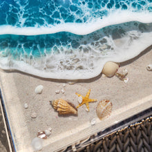 Load image into Gallery viewer, Ocean Wave Acrylic Tray with Silver Handles