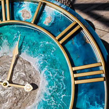 Load image into Gallery viewer, Turquoise and Gold Island 20" Clock