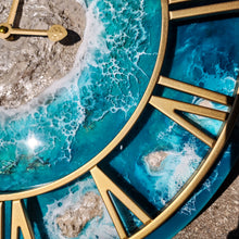 Load image into Gallery viewer, Turquoise and Gold Island 20" Clock