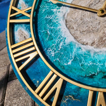 Load image into Gallery viewer, Turquoise and Gold Island 20" Clock