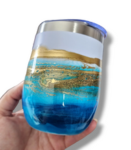 Load image into Gallery viewer, 12oz. Blue & Gold Tumbler - White Base