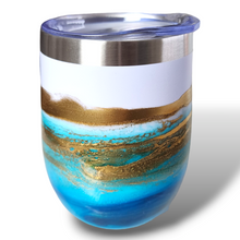 Load image into Gallery viewer, 12oz. Blue & Gold Tumbler - White Base