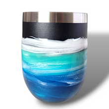 Load image into Gallery viewer, 12oz. Blue & White Tumbler - Black Base