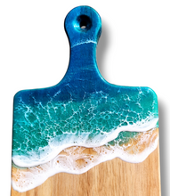 Load image into Gallery viewer, Metallic Turquoise Ocean Wave Serving Board with Handle