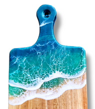 Load image into Gallery viewer, Metallic Turquoise Ocean Wave Serving Board with Handle