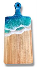 Load image into Gallery viewer, Metallic Turquoise Ocean Wave Serving Board with Handle