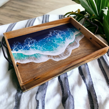 Load image into Gallery viewer, Crashing Waves Mango Wood Tray with Handles