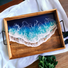 Load image into Gallery viewer, Crashing Waves Mango Wood Tray with Handles