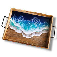 Load image into Gallery viewer, Crashing Waves Mango Wood Tray with Handles