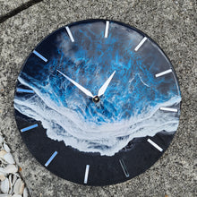 Load image into Gallery viewer, Black & Blue Wave 12" Clock