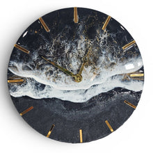 Load image into Gallery viewer, Black and Gold Wave Clock 12"