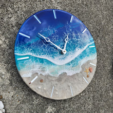 Load image into Gallery viewer, Blue Wave 12" Clock (silver ticks)