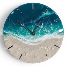 Load image into Gallery viewer, Turquoise Wave 12" Clock (silver ticks)