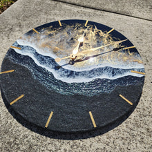 Load image into Gallery viewer, Black and Gold Wave Clock 20"