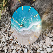Load image into Gallery viewer, Tropical Wave 12" Clock (gold ticks)