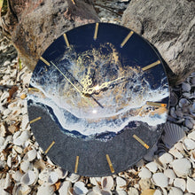 Load image into Gallery viewer, Black and Gold Wave Clock 12"