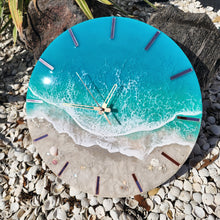 Load image into Gallery viewer, Tropical Wave 16" Clock (pink ticks)