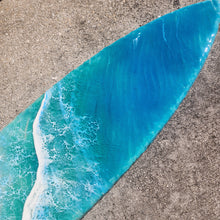 Load image into Gallery viewer, 4ft Tropical Beach Surfboard Wall Art (Glow/UV Reactive)