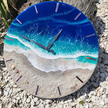 Load image into Gallery viewer, Blue Wave 20" Clock (pink ticks)