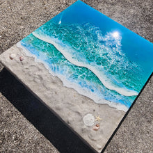 Load image into Gallery viewer, 10"x10" Bioluminescent Beach Wall Art (Glow/UV Reactive)