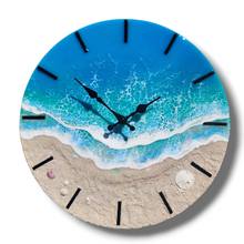 Load image into Gallery viewer, Bioluminescent Tropical Beach Clock 16" (Glow/UV Reactive)