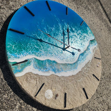 Load image into Gallery viewer, Bioluminescent Tropical Beach Clock 20" (Glow/UV Reactive)