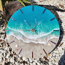 Load image into Gallery viewer, Tropical Wave 16" Clock (pink ticks)