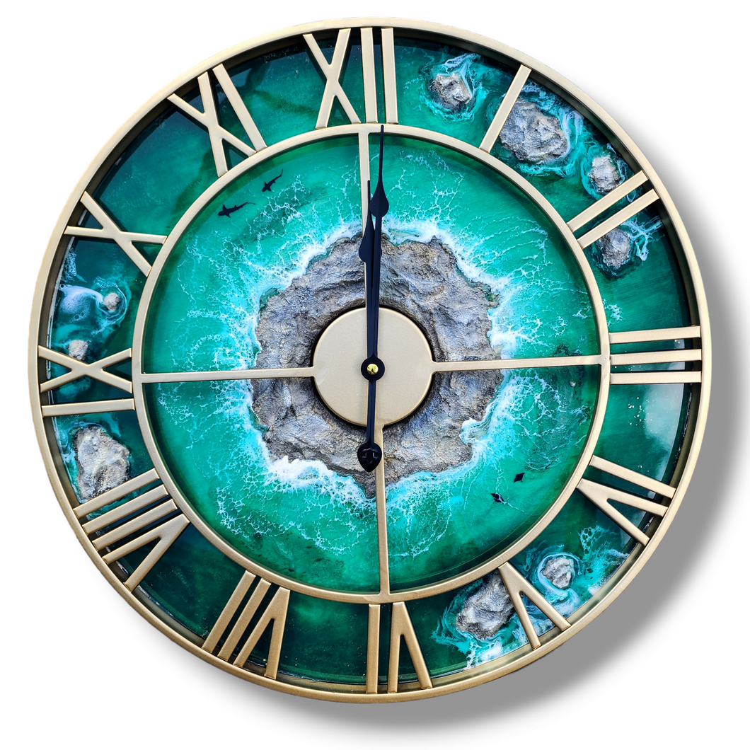 Emerald Seas Clock - Ready to Ship