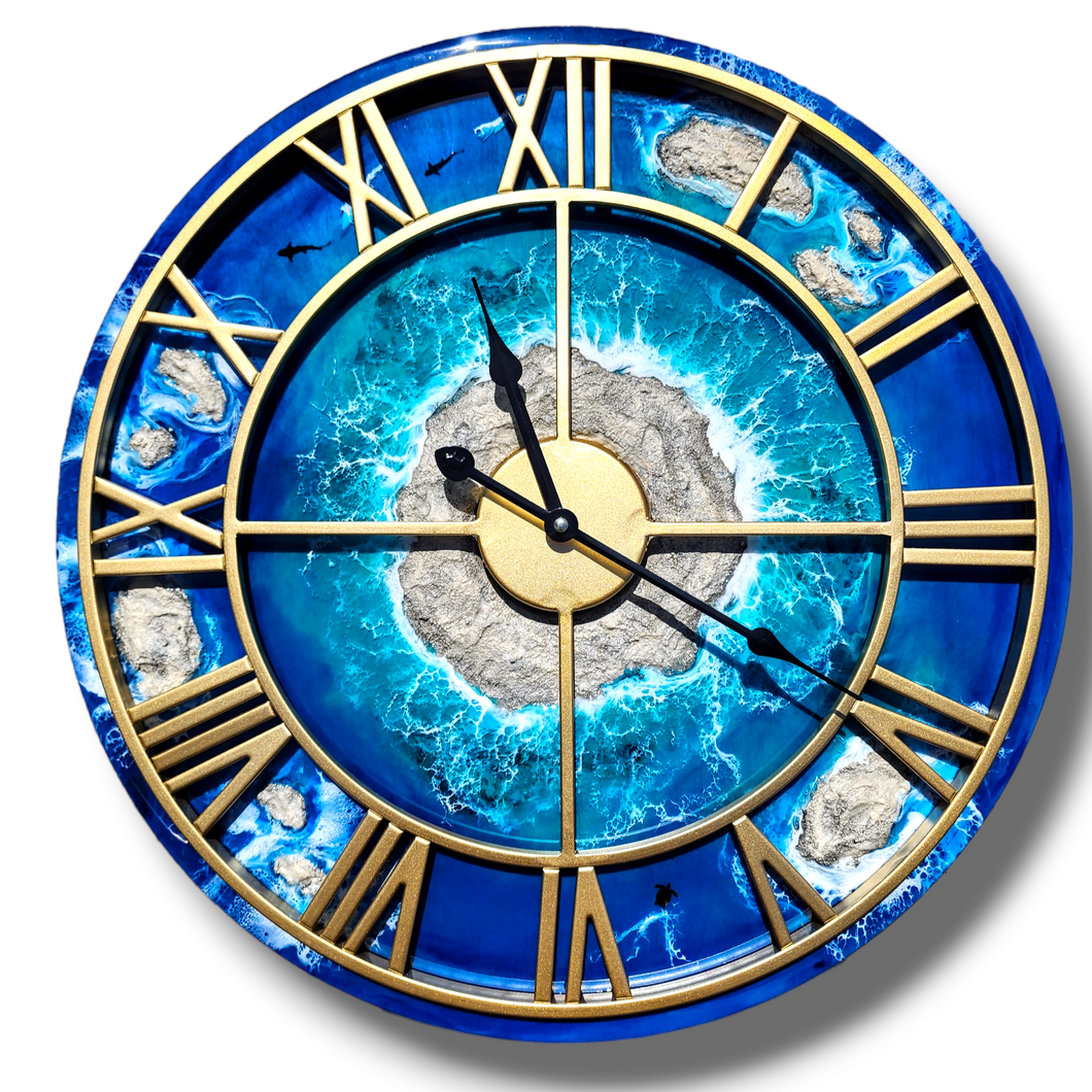 Gold Frame Island Clock