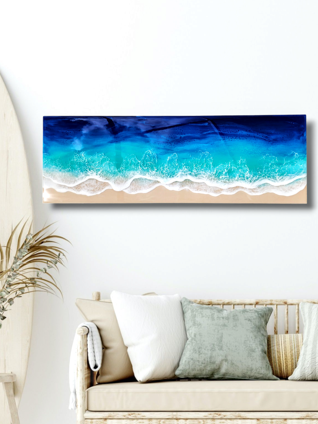 Watercolor Waves Wall Art 12x36