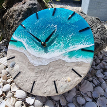 Load image into Gallery viewer, Tropical Wave 12" Clock (black ticks)
