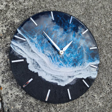 Load image into Gallery viewer, Black &amp; Blue Wave 12" Clock
