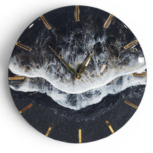 Load image into Gallery viewer, Black and Gold Wave Clock 12"
