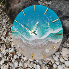 Load image into Gallery viewer, Tropical Wave 12" Clock (gold ticks)
