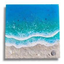 Load image into Gallery viewer, 10"x10" Bioluminescent Beach Wall Art (Glow/UV Reactive)
