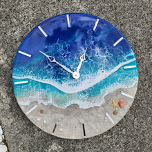 Load image into Gallery viewer, Blue Wave 12" Clock (silver ticks)
