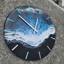 Load image into Gallery viewer, Black &amp; Blue Wave 16" Clock
