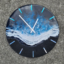 Load image into Gallery viewer, Black &amp; Blue Wave 16" Clock
