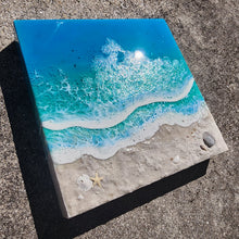 Load image into Gallery viewer, 10"x10" Bioluminescent Beach Wall Art (Glow/UV Reactive)
