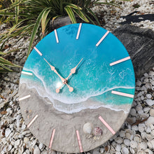 Load image into Gallery viewer, Tropical Wave 20" Clock (pink ticks)

