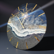 Load image into Gallery viewer, Black and Gold Wave Clock 24"
