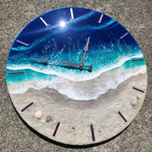 Load image into Gallery viewer, Blue Wave 20" Clock (pink ticks)
