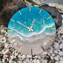 Load image into Gallery viewer, Tropical Wave 12" Clock (gold ticks)
