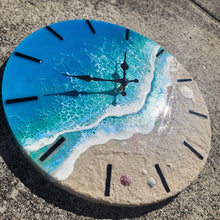 Load image into Gallery viewer, Bioluminescent Tropical Beach Clock 16" (Glow/UV Reactive)
