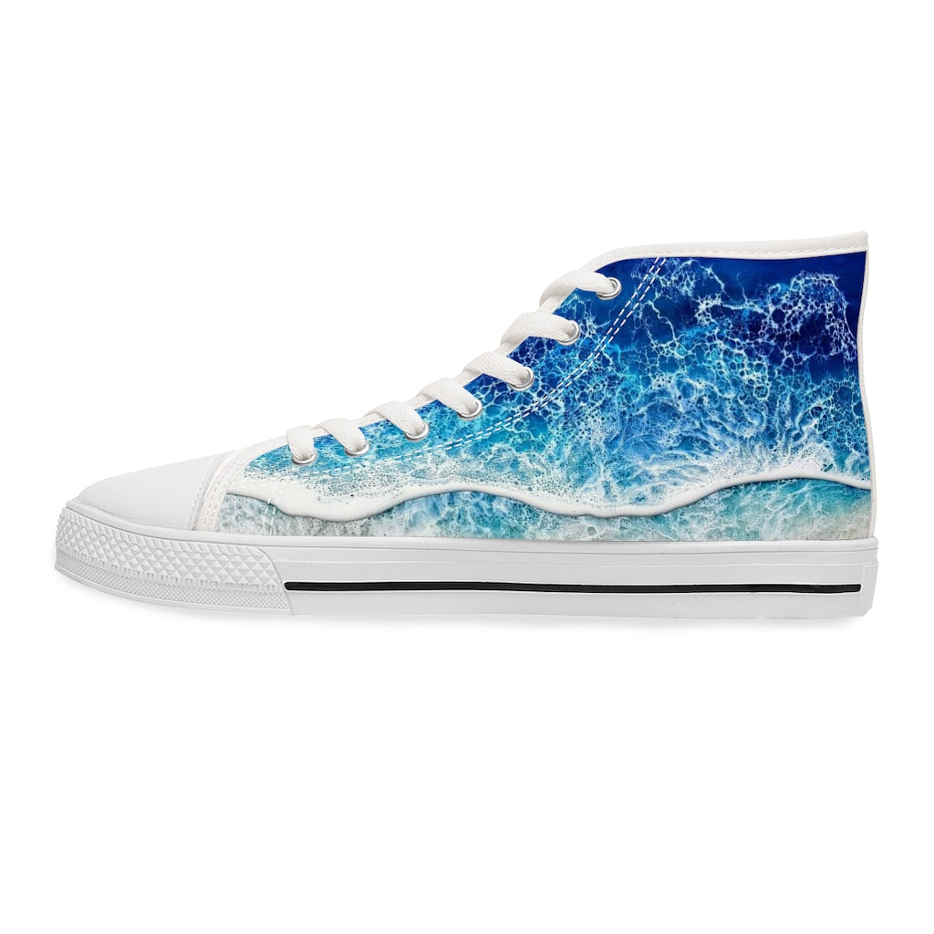 Stylish Blue and White High-Top Sneakers Amazon.com | Obtaom Womens High Top Canvas Sneakers Play Mid  main image 3