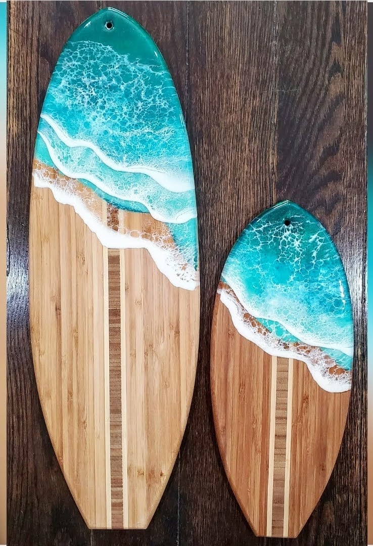 Surfboard Resin Ocean Wave Wood Cutting / Serving /Cheese Board – DaphNew  Design